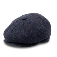 Miesten tummansininen villasekoitteinen tweed-newsboy-lippalakki