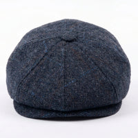 Miesten tummansininen villasekoitteinen tweed-newsboy-lippalakki