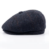 Miesten tummansininen villasekoitteinen tweed-newsboy-lippalakki