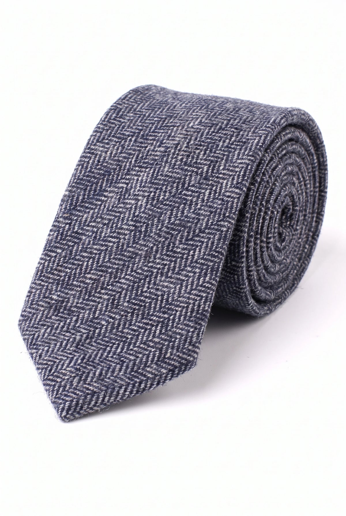 Miesten tummansininen villasekoitteinen tweed-solmio