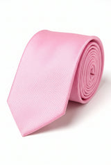 Miesten vaaleanpunainen kapea 6 cm yksivärinen solmio