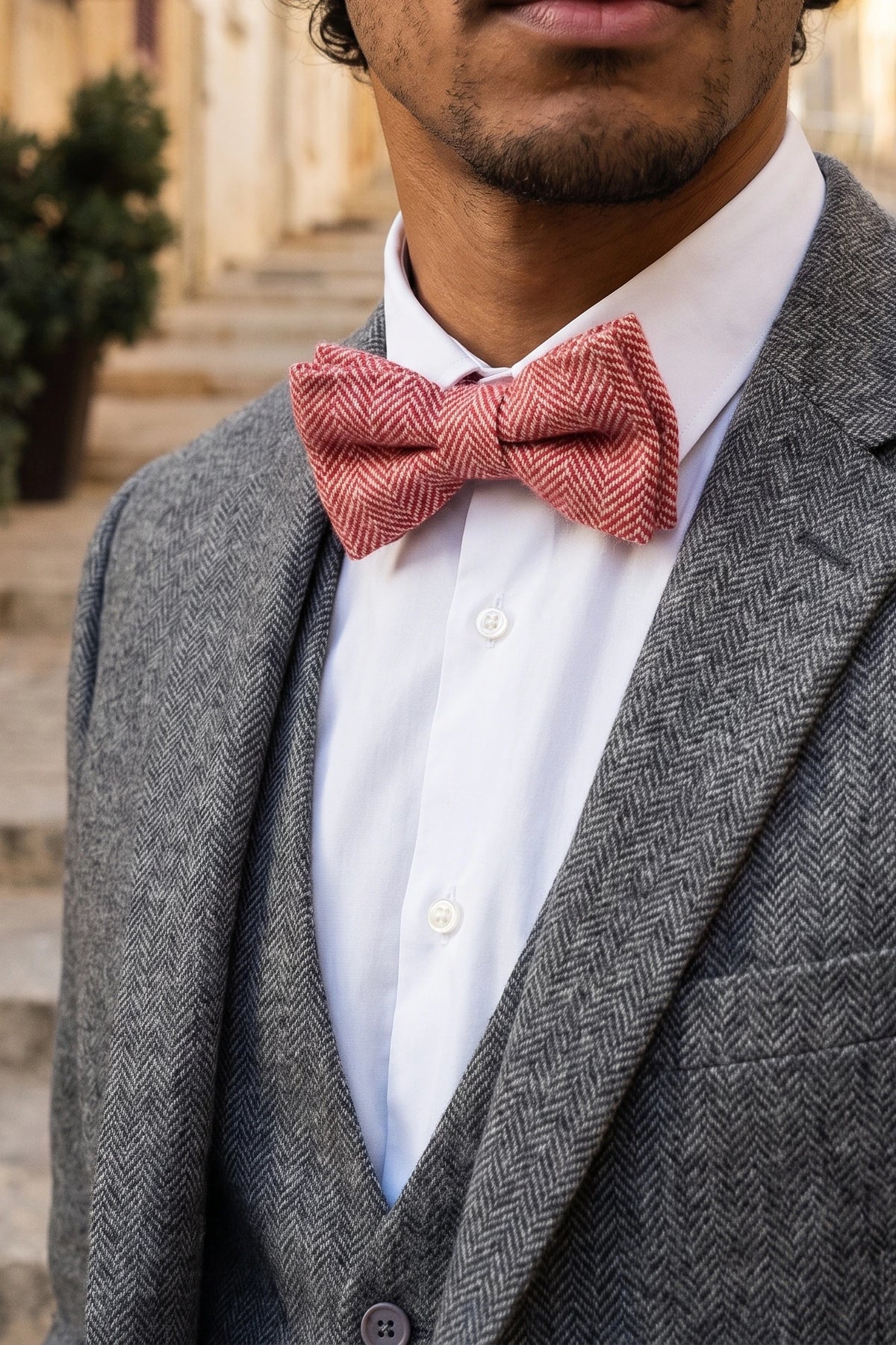Miesten pinkki tweed-rusetti