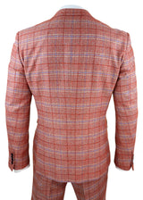 Miesten punainen kolmiosainen tweed-ruutupuku