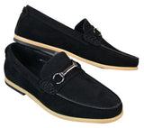 Miesten slip-on-solki Horsebit-ajokengät, retrotyyliset, rento mokkanahkaiset loaferit