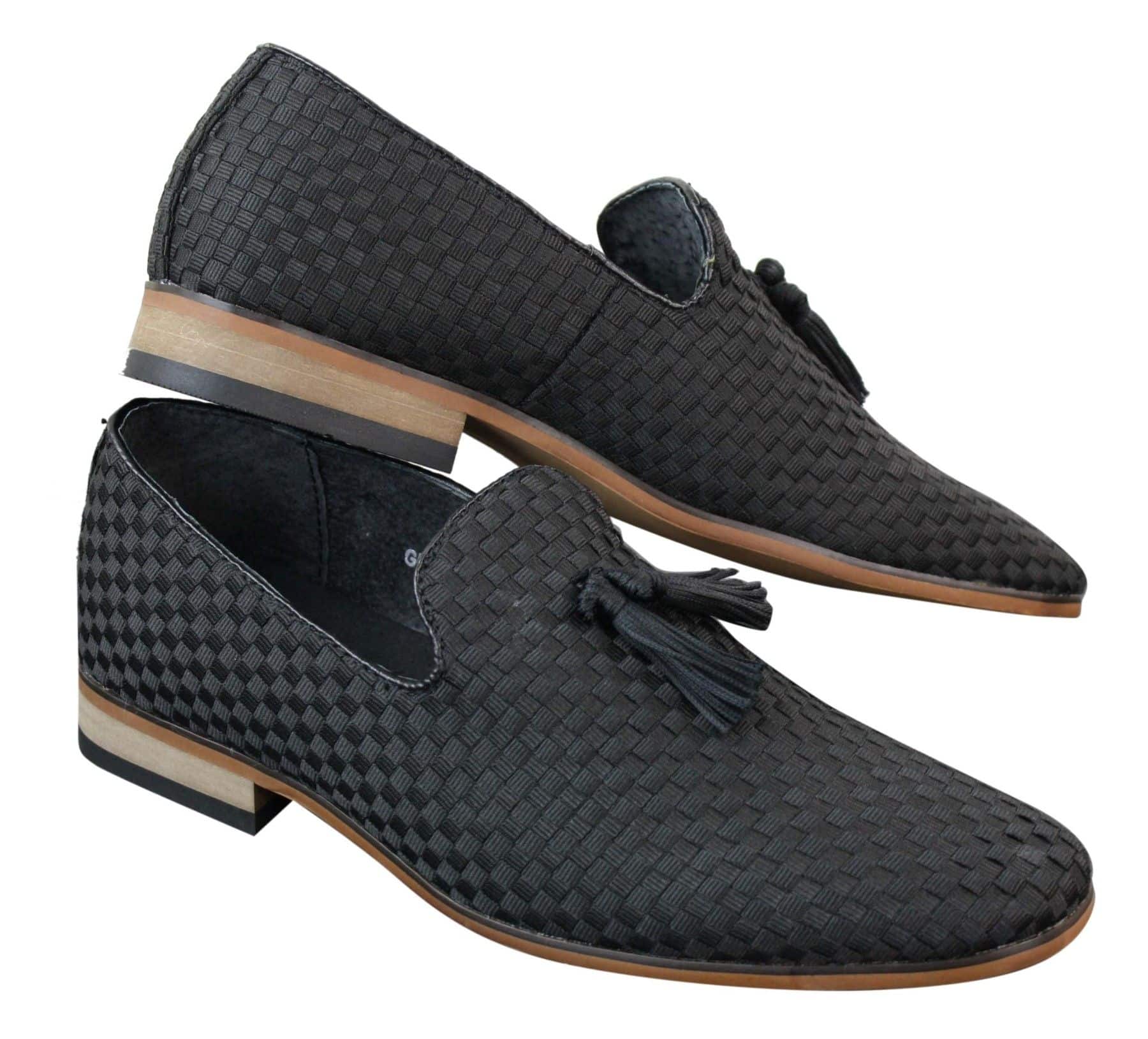 Miesten slip-on-ajokengät, tupsuilla koristellut, tyylikkäät rentoa tyyliä, retrotyyliset, tummansiniset, mustat nahkavuorilla