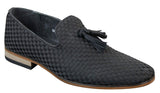 Miesten slip-on-ajokengät, tupsuilla koristellut, tyylikkäät rentoa tyyliä, retrotyyliset, tummansiniset, mustat nahkavuorilla