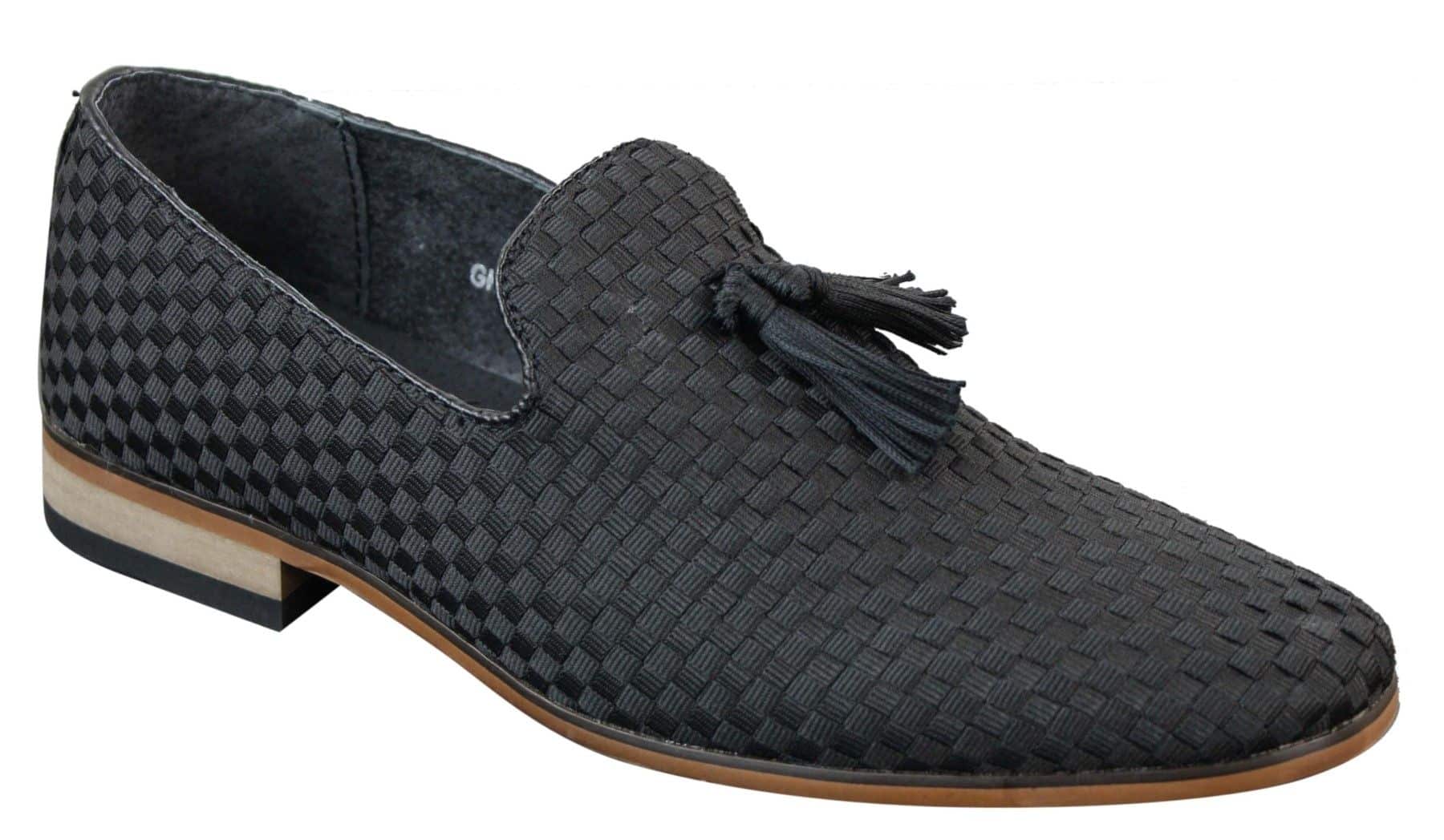 Miesten slip-on-ajokengät, tupsuilla koristellut, tyylikkäät rentoa tyyliä, retrotyyliset, tummansiniset, mustat nahkavuorilla