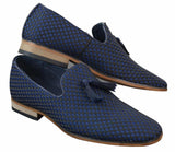 Miesten slip-on-ajokengät, tupsuilla koristellut, tyylikkäät rentoa tyyliä, retrotyyliset, tummansiniset, mustat nahkavuorilla