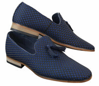 Miesten slip-on-ajokengät, tupsuilla koristellut, tyylikkäät rentoa tyyliä, retrotyyliset, tummansiniset, mustat nahkavuorilla