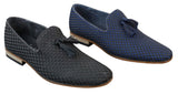 Miesten slip-on-ajokengät, tupsuilla koristellut, tyylikkäät rentoa tyyliä, retrotyyliset, tummansiniset, mustat nahkavuorilla