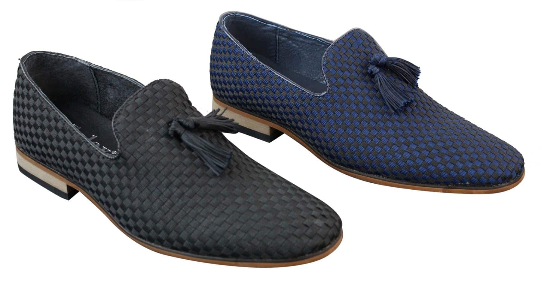 Miesten slip-on-ajokengät, tupsuilla koristellut, tyylikkäät rentoa tyyliä, retrotyyliset, tummansiniset, mustat nahkavuorilla