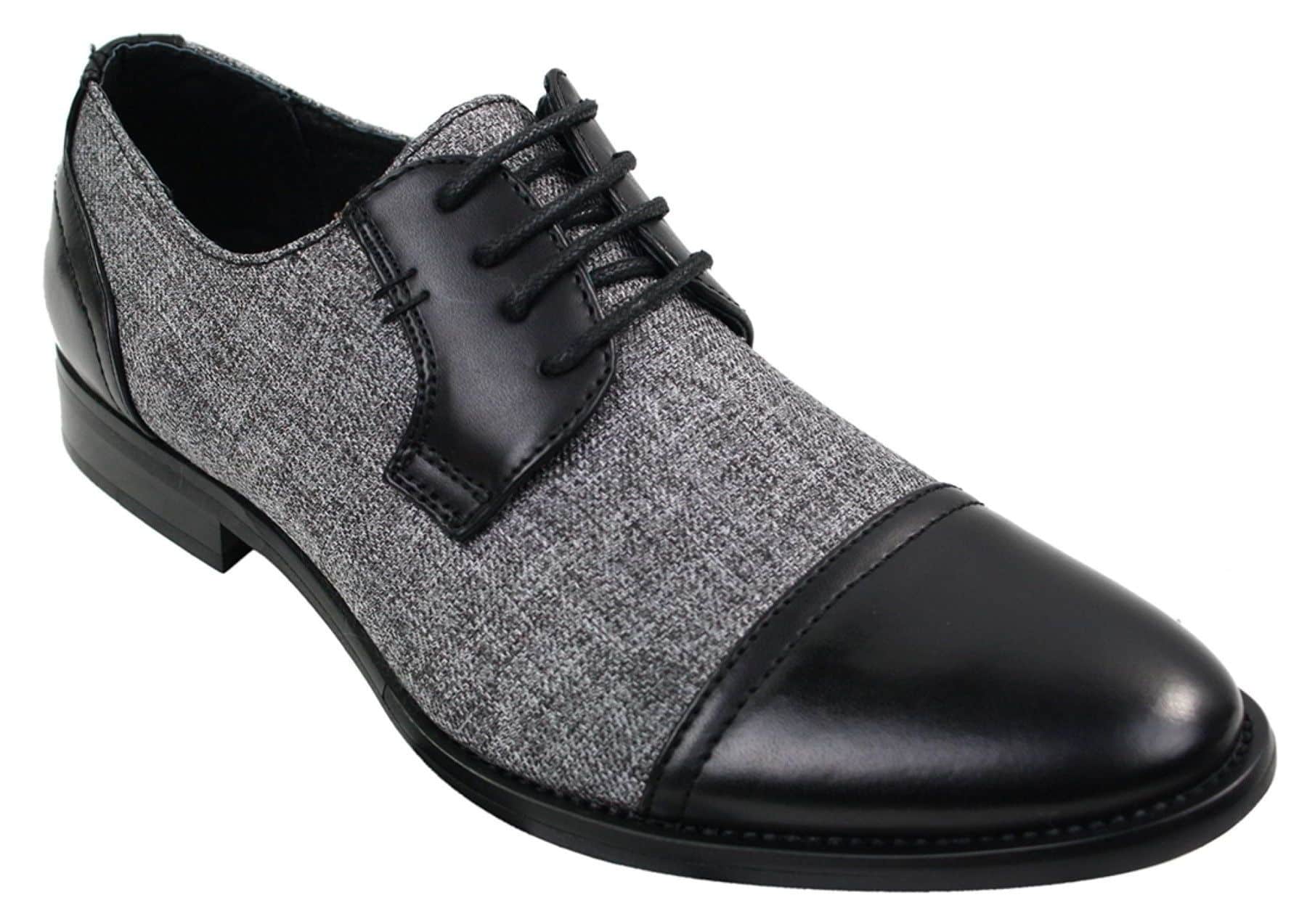 Miesten tyylikkäät rento-pitsikengät, tweed- ja nahkaiset nauhakengät, vintage-retro