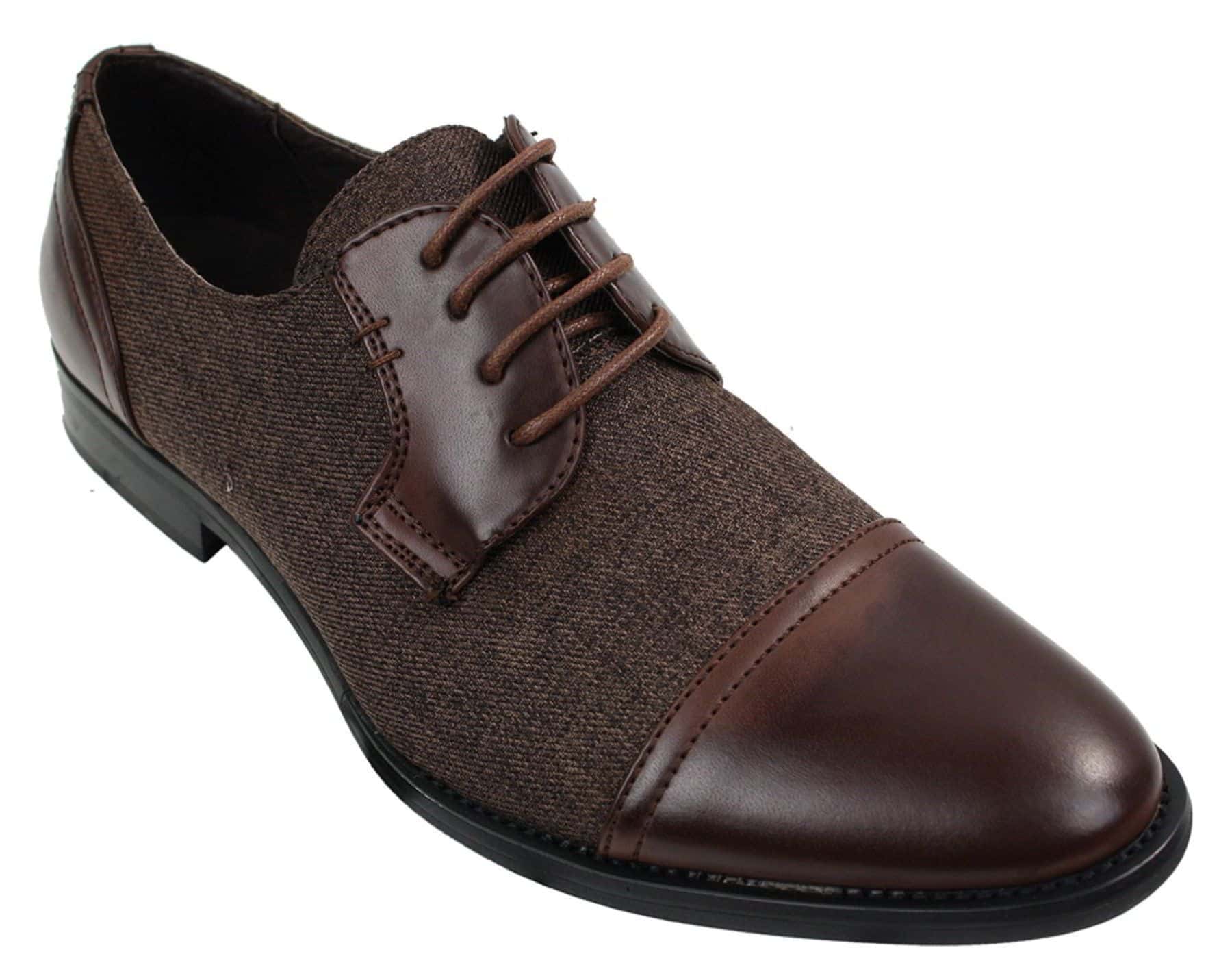 Miesten tyylikkäät rento-pitsikengät, tweed- ja nahkaiset nauhakengät, vintage-retro