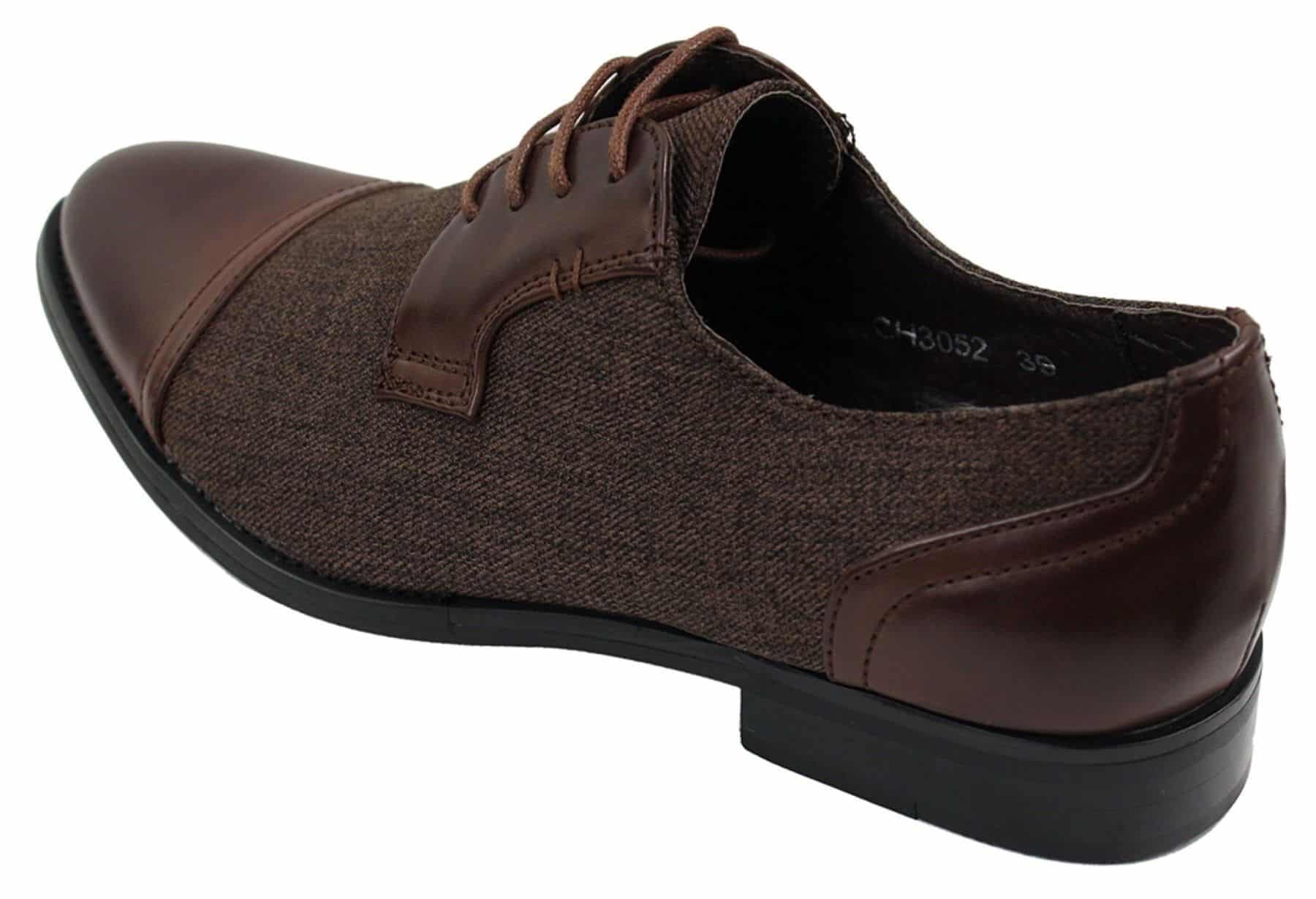 Miesten tyylikkäät rento-pitsikengät, tweed- ja nahkaiset nauhakengät, vintage-retro