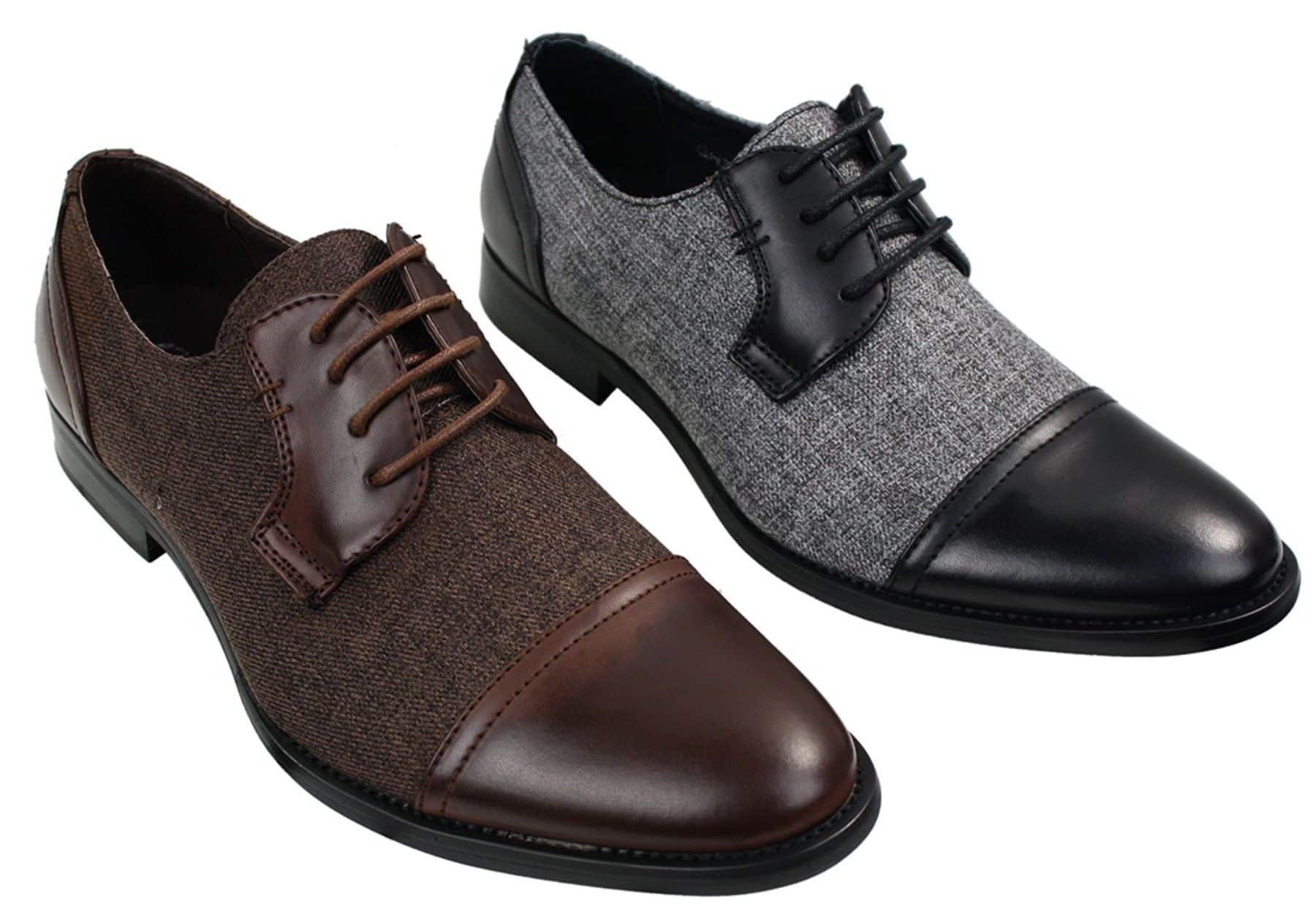 Miesten tyylikkäät rento-pitsikengät, tweed- ja nahkaiset nauhakengät, vintage-retro