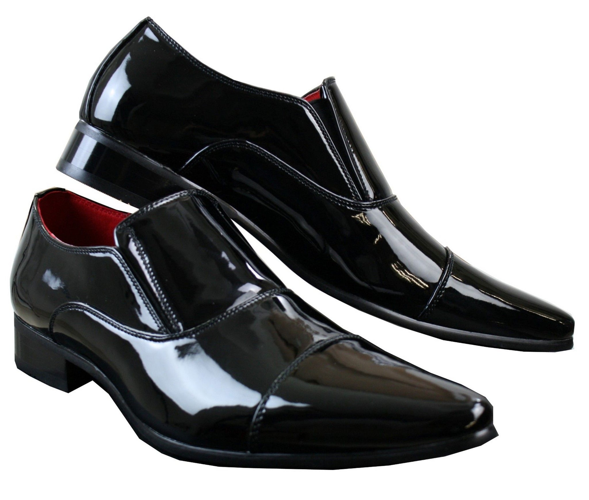 Miesten tyylikkäät muodolliset slip-on-kengät, valkoiset, kiiltävät lakkakengät, nahkavuori italialaiset
