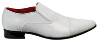 Miesten tyylikkäät muodolliset slip-on-kengät, valkoiset, kiiltävät lakkakengät, nahkavuori italialaiset