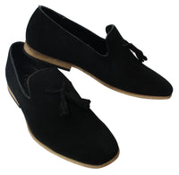 Miesten mokkanahkaiset loaferit, ajokengät, slip-on-tukan muotoilu, nahkaa, musta mukavuus