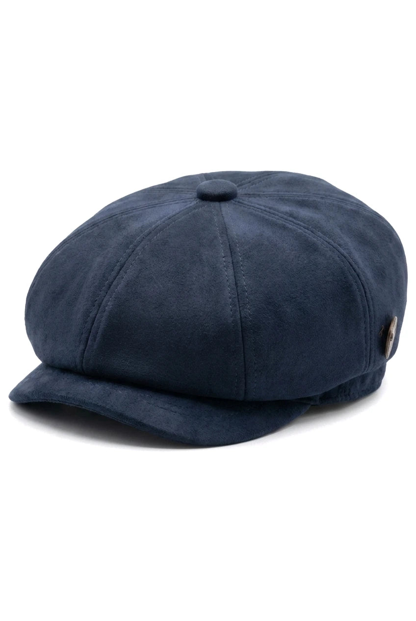 Miesten mokkanahkainen vintage 8-paneelinen klassinen Gatsby Baker -poikien hattu - laivastonsininen