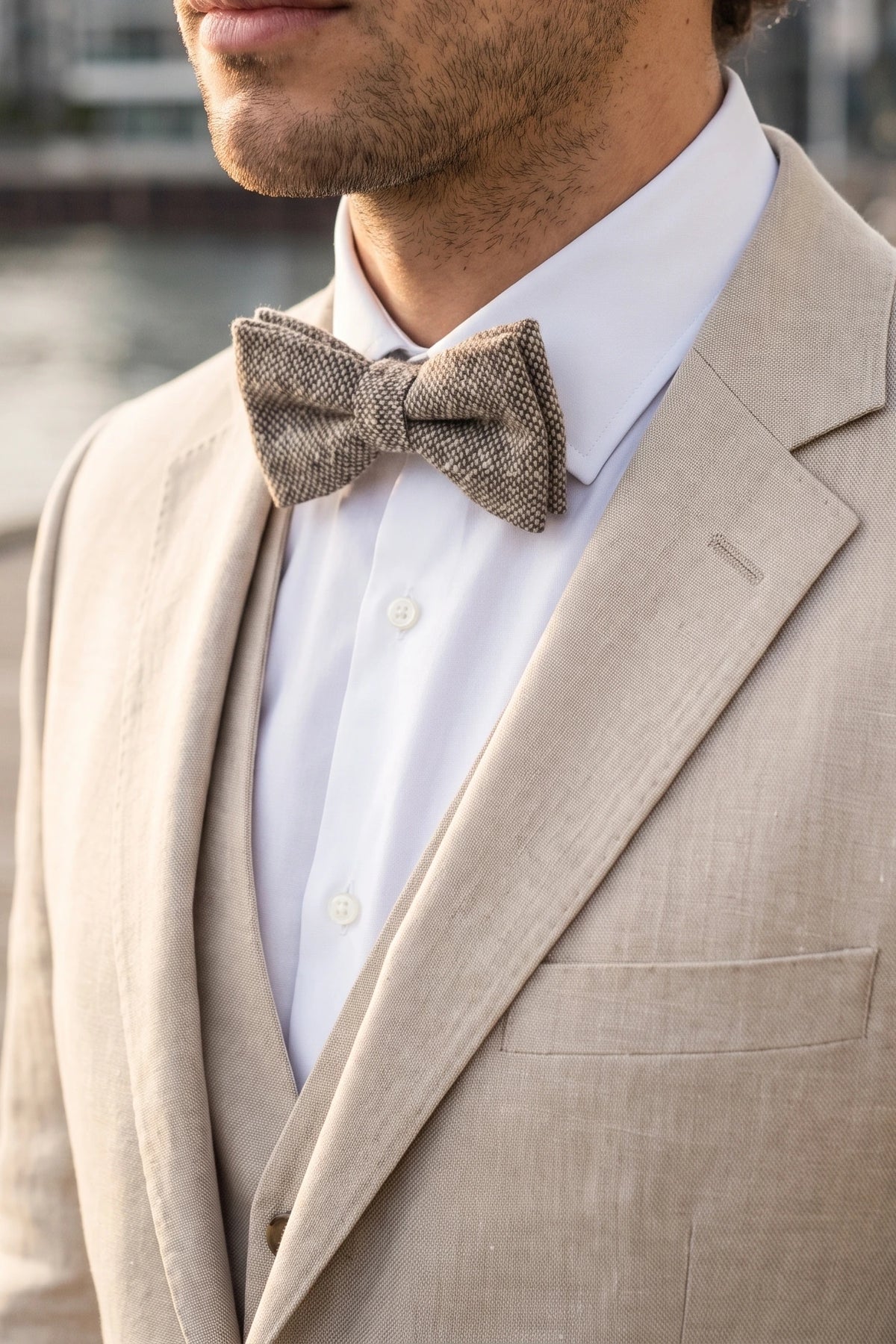 Miesten taupe-tweed-rusetti