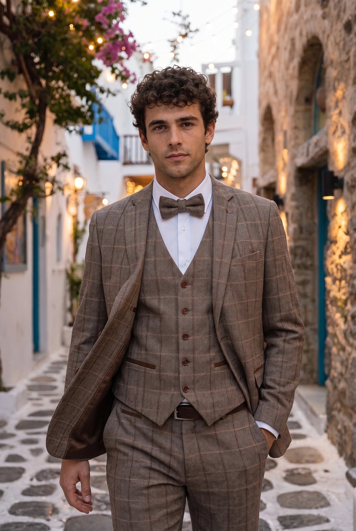 Miesten taupe-tweed-rusetti