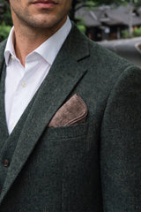 Miesten taupe tweed-villasekoitteinen taskuliina