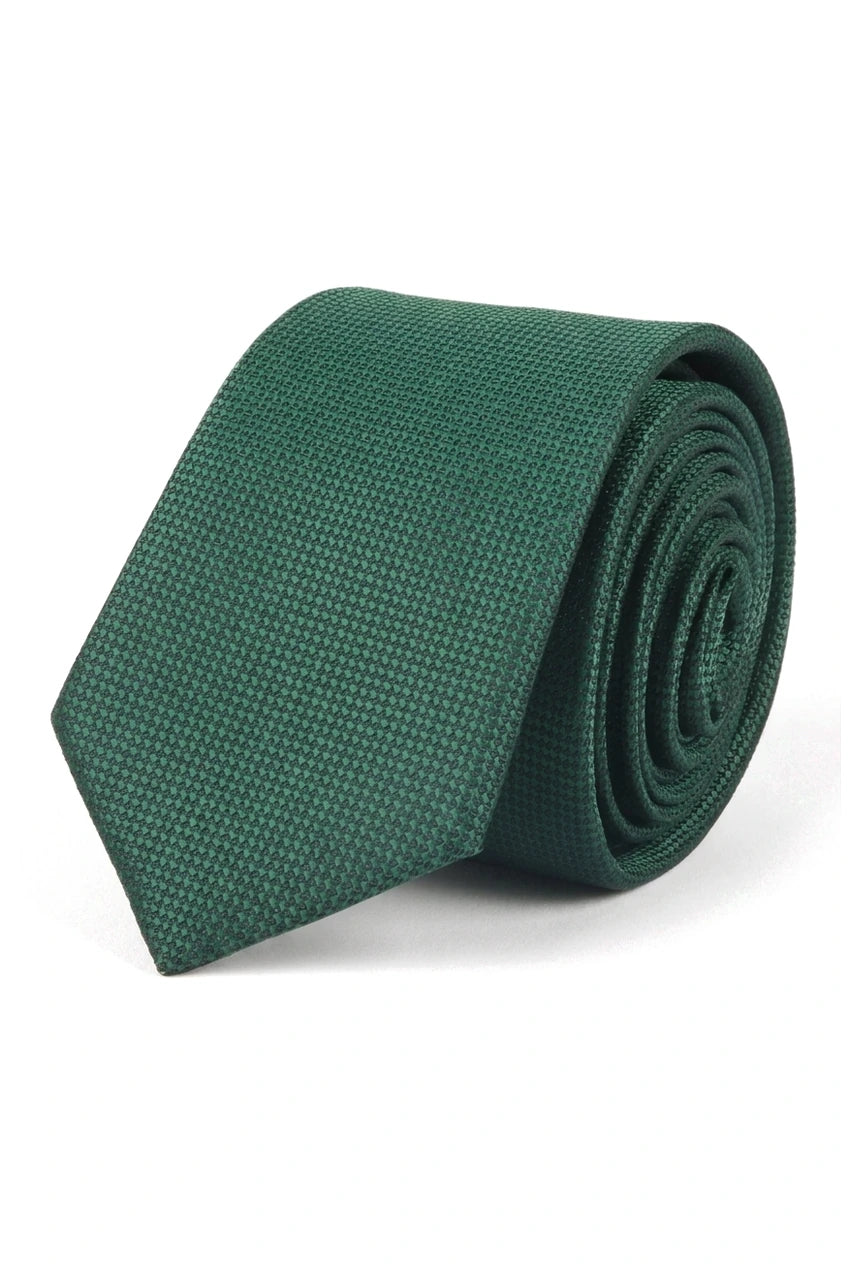 Miesten solmio taskulla ja neliöllä - muodollinen yksivärinen solmio - vihreä