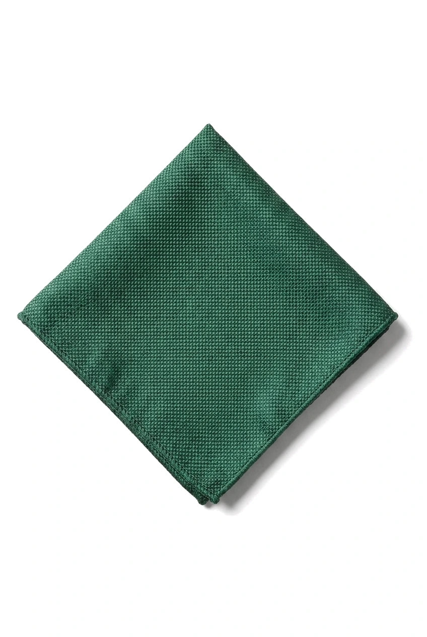 Miesten solmio taskulla ja neliöllä - muodollinen yksivärinen solmio - vihreä