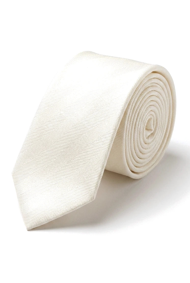 Miesten solmio taskusolmiolla, muodollinen yksivärinen solmio - norsunluunvärinen