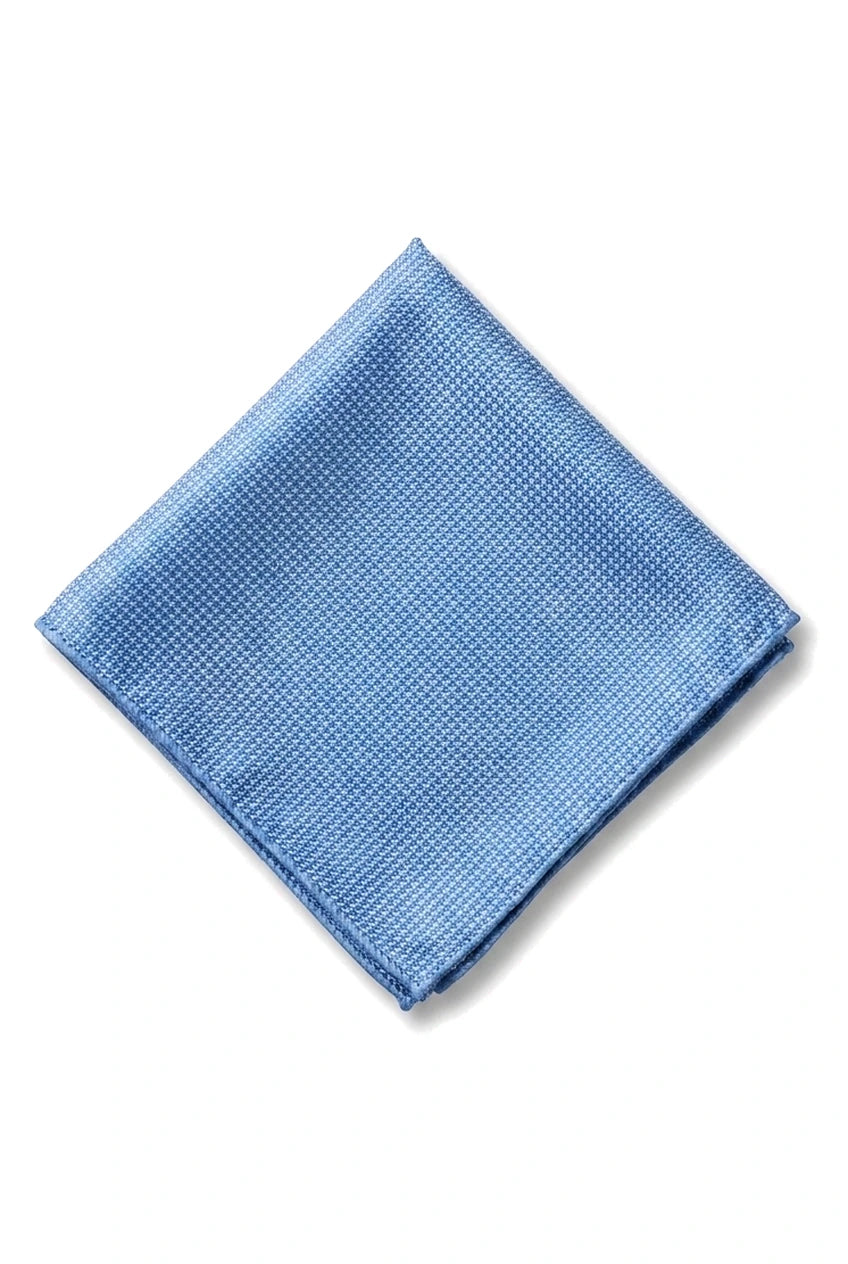 Miesten solmio taskulla ja neliöllä - muodollinen yksivärinen solmio - taivaansininen
