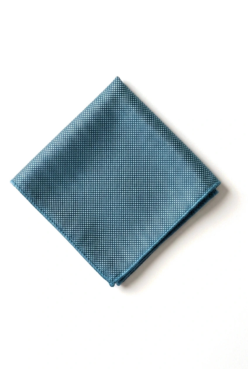 Miesten solmio taskusolmiolla, muodollinen yksivärinen solmio - turkoosi