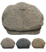 Miesten tweed-ruutukuvioinen Peaky Blinders -lippis