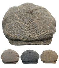 Miesten tweed-ruutukuvioinen Peaky Blinders -lippis