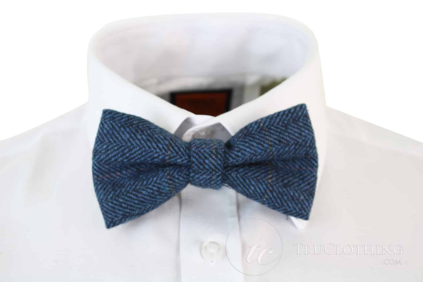 Miesten tweed-kalanruotokuvioinen Marc Darcy -rusetti, vintage retro, Deon Blue