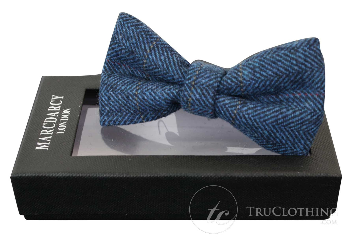Miesten tweed-kalanruotokuvioinen Marc Darcy -rusetti, vintage retro, Deon Blue
