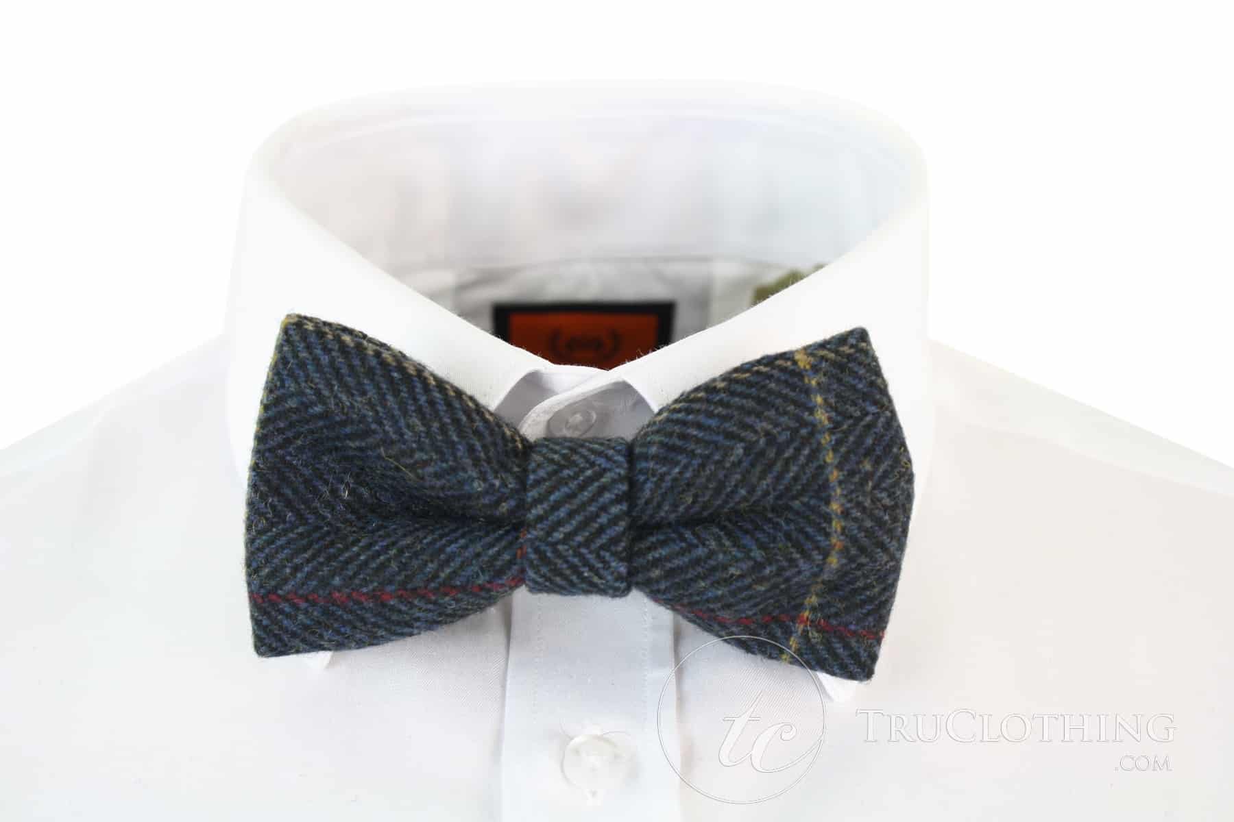 Miesten tweed-kuvioiset kalanruotokuvioiset Marc Darcy -rusetit, vintage retro Eton, tummansiniset