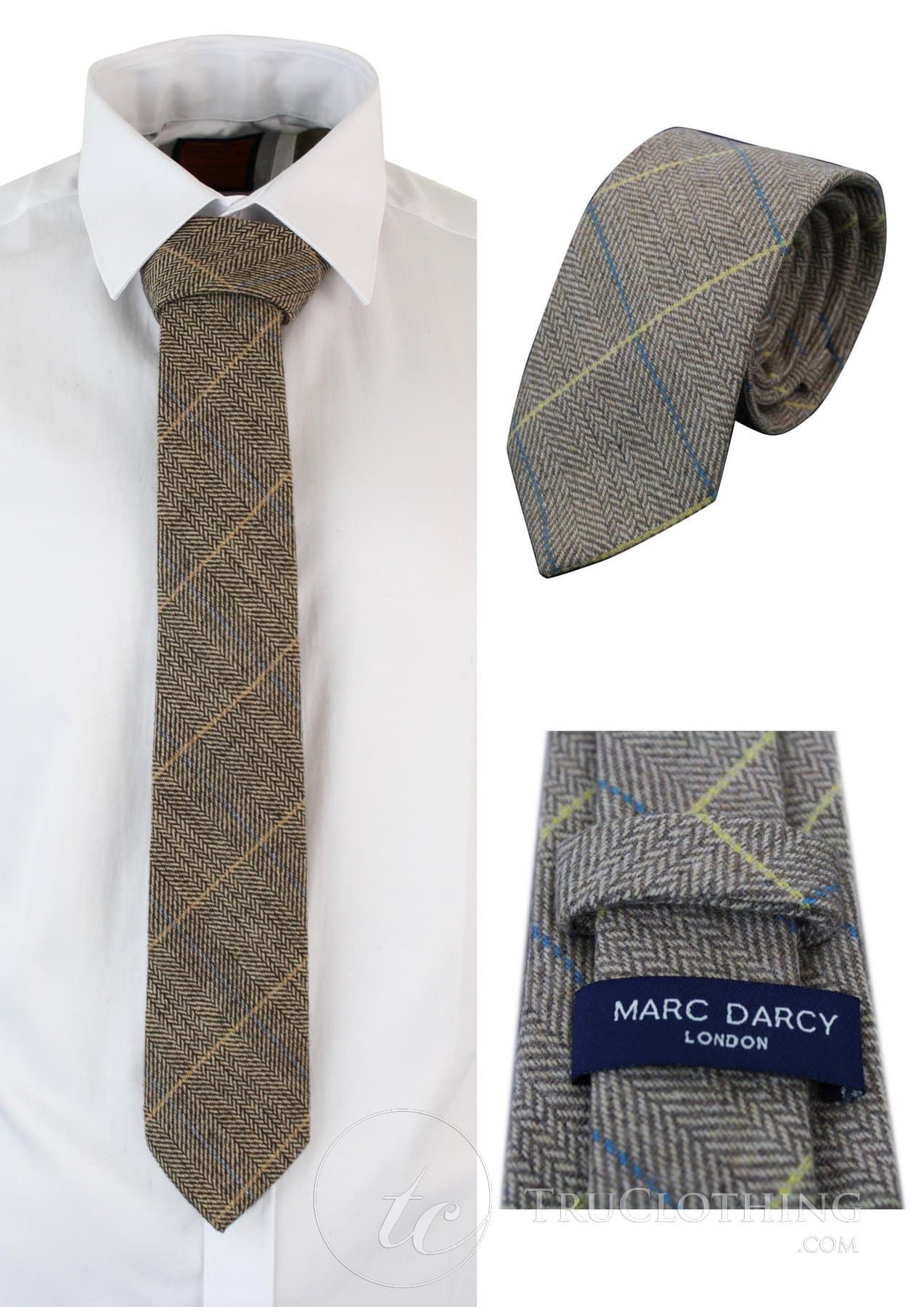Marc Darcy miesten tweed-kalanruotokuvioinen Marc Darcy -solmio, klassinen vintage retro DX7