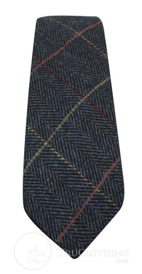 Miesten tweed-solmiot kalanruotokuviolla, Marc Darcy -malliston klassiset vintage-retro-solmiot, Eton, laivastonsiniset