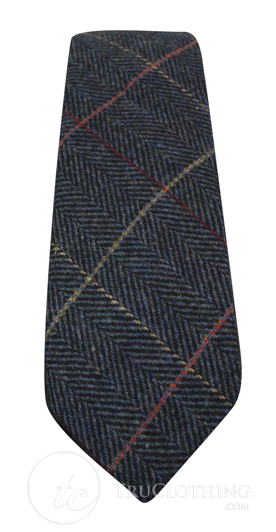 Miesten tweed-solmiot kalanruotokuviolla, Marc Darcy -malliston klassiset vintage-retro-solmiot, Eton, laivastonsiniset