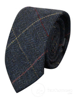 Miesten tweed-solmiot kalanruotokuviolla, Marc Darcy -malliston klassiset vintage-retro-solmiot, Eton, laivastonsiniset