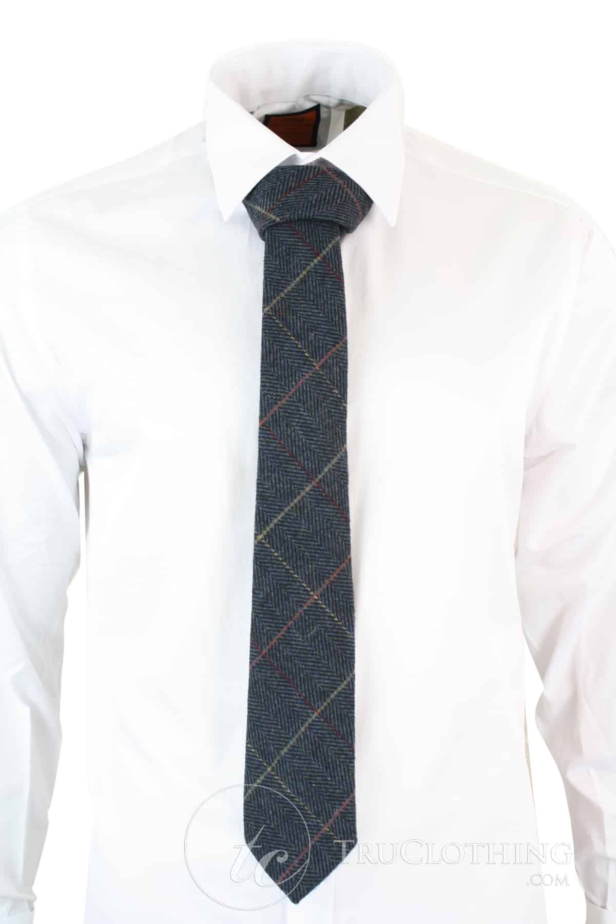 Miesten tweed-solmio kalanruotokuviolla, Marc Darcy -malliston klassiset vintage-retro-solmiot, Scott Blue