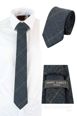 Miesten tweed-solmio kalanruotokuviolla, Marc Darcy -malliston klassiset vintage-retro-solmiot, Scott Blue