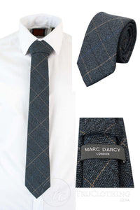 Miesten tweed-solmio kalanruotokuviolla, Marc Darcy -malliston klassiset vintage-retro-solmiot, Scott Blue