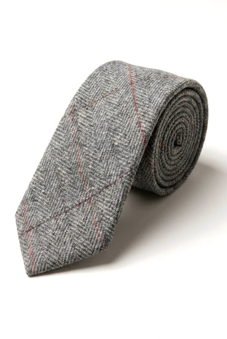 Miesten tweed-kalanruotokuvioiset Marc Darcy -solmiot, klassiset vintage-retro-deon-solmiot