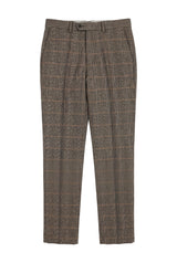 Dx-7 - Miesten tweed-ruutuhousut kalanruotokuviolla, ruskeanruskeat, normaalikokoiset