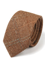 Miesten villasekoitteinen kalanruotokuvioinen ruudullinen tweed-solmio - Tammi