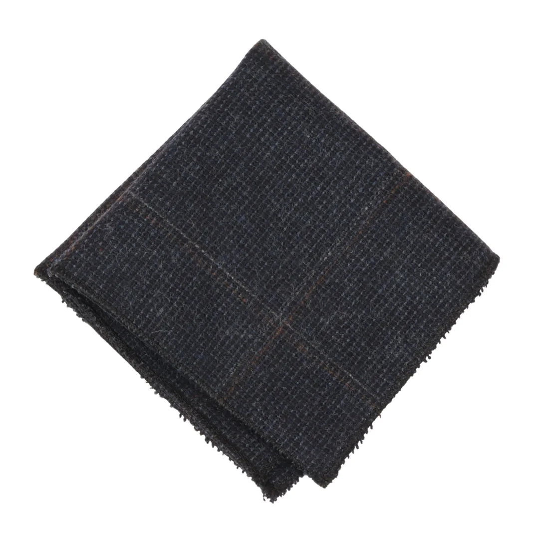 Miesten villasekoitteinen kalanruotokuvioinen ruudullinen tweed-solmio - Laivastonsininen
