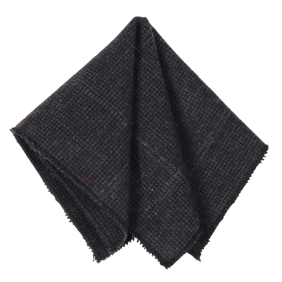 Miesten villasekoitteinen kalanruotokuvioinen ruudullinen tweed-solmio - Laivastonsininen