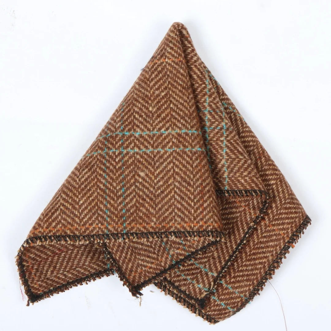Miesten villasekoitteinen kalanruotokuvioinen ruudullinen tweed-solmio - Tammi