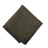 Miesten villasekoitteinen kalanruotokuvioinen ruudullinen tweed-solmio - Oliivi
